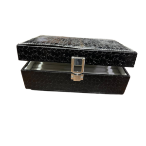 Premium Elegant Black Crocodile-Textured Leather Ring/Jewelry Box